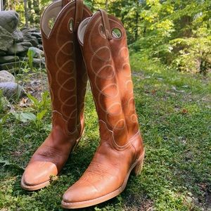 acme tall leather cowgirl boots